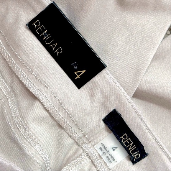 ๐๐ RENUAR Khaki Cropped Pantsโ | Preppy Fall Laced Ankle Dockside Chic Sz 4 - Picture 4 of 6